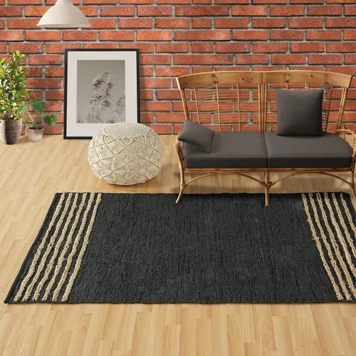 Vista 18 de GRUHUM Alfombra rectangular de algodón de yute de 2 x 3 pies, tejida a mano, natural, estilo granja bohemio para sala de estar, dormitorio, cocina