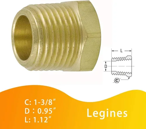 Vista 4 de Buje hexagonal de latón para montaje de tubería de 1 pulgada NPT macho a 1/2 pulgada NPT hembra adaptador 1200psi (paquete de 2)