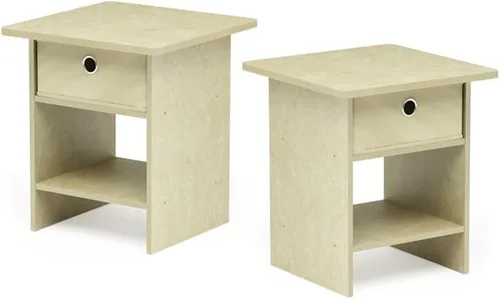 Vista 31 de Furinno Dario - Mesa auxiliar / estante de almacenamiento de noche con cajón de contenedor, pino ámbar/negro, 1 paquete, contenedor superior