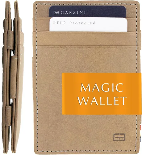 Vista 8 de GARZINI Cartera mágica para hombres, cartera minimalista con tarjetero RFID, cartera de cuero para 10 tarjetas