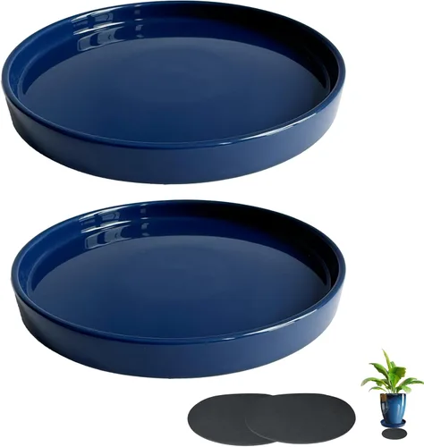 Vista 10 de Yukfona - 4 bandejas de cerámica para macetas, bandejas de 4 5 6 7 8 9 10 11 12 13 pulgadas para interior y exterior, resistente, duradera, base