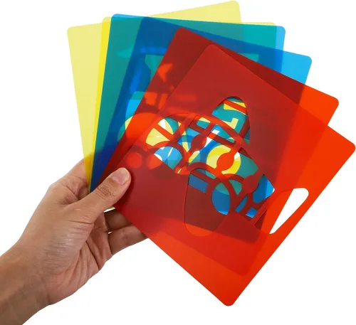 Vista 3 de Peohud 36 plantillas para pintar, plantillas de tiza de dibujo coloridas, plantilla lavable con forma primaria temática de animales y vehículos