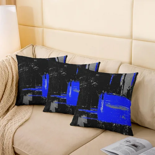 Vista 4 de Juego de 2 fundas de almohada abstractas de 16 x 16 pulgadas para niños, niñas, adolescentes, decoración de dormitorio, moderna a rayas, decoración