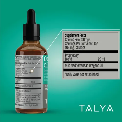 Vista 6 de TALYA Paquete de aceite de orégano y semillas negras - Apoyo inmunológico y digestivo - Alto contenido de carvacrol y timoquinona - Prensado