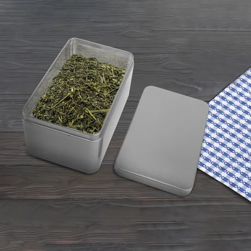 Vista 3 de NUOBESTY Caja de lata rectangular vacía, contenedor portátil de almacenamiento de té con tapa, caja de almacenamiento para el hogar para dulces