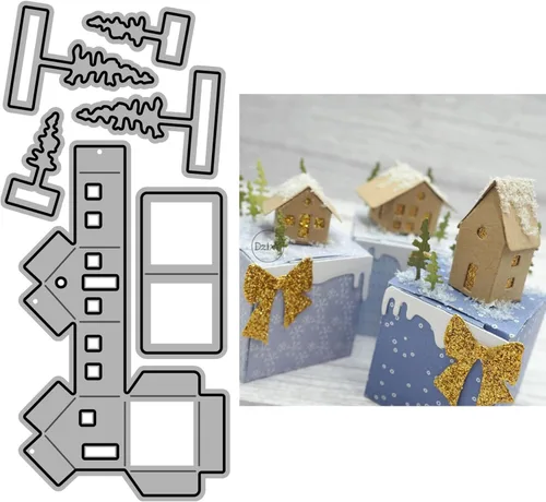 Vista 16 de DzIxY Casas Troqueles de corte de metal para kit de fabricación de tarjetas, troquelados de papel en relieve, plantillas de máquina de álbumes