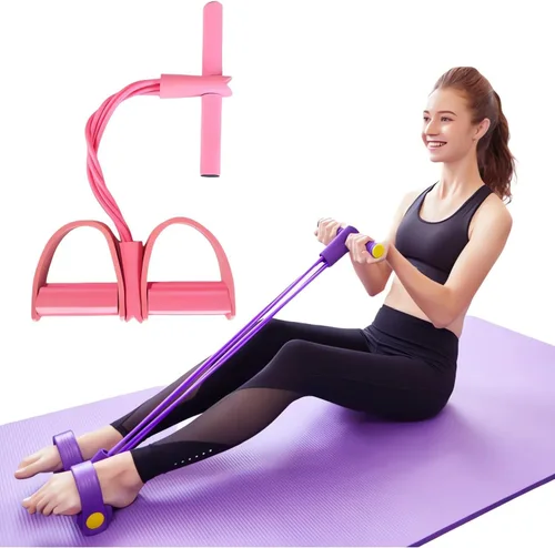 Vista 10 de 21 Bandas de Resistencia Fitness - 4 Tubo Pedal Tirador de Tobillo 2025 Bandas de Estiramiento Mejoradas para Ejercicio, Equipo de Sentadillas