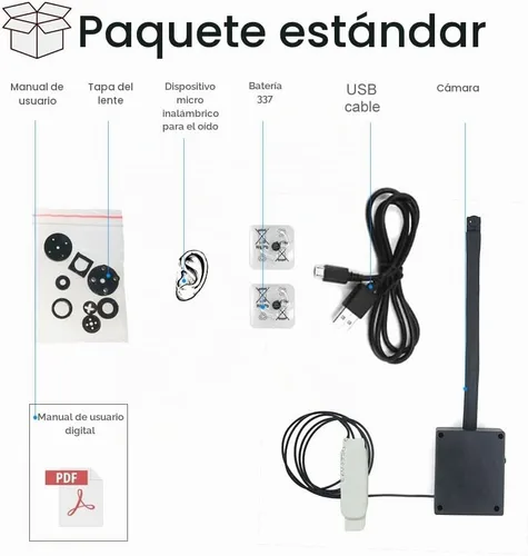 Vista 9 de Cámara IP WiFi 4K Módulo de cámara oculta con auricular inalámbrico Lente flexible larga Detección de movimiento y batería externa Comunicación