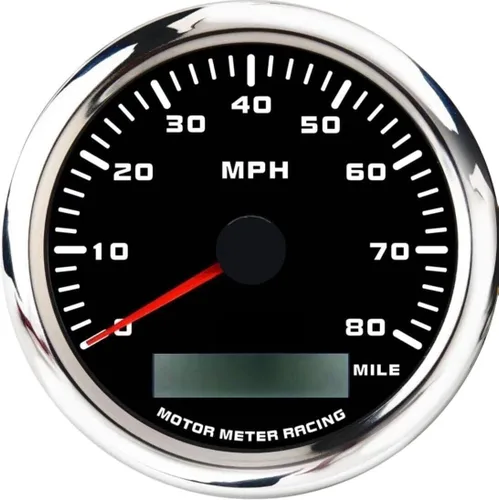 Vista 28 de MOTOR METER RACING W PRO 85mm 3-3/8" 2 en 1 Velocímetro GPS Tacómetro Odómetro Digital Kilometraje y Medidor de Viaje con Señal de Giro y Luz Alta