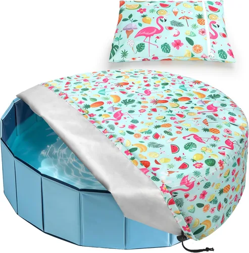 Vista 12 de Rypet Cubierta plegable redonda para piscina de mascotas de 71 pulgadas, fundas de piscina para niños, a prueba de fugas, lavables, accesorios