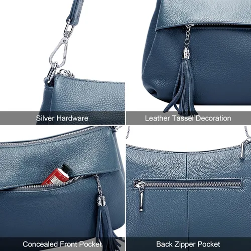 Vista 7 de Over Earth Bolsos de cuero para mujer, bolso de hombro pequeño Hobo para mujer