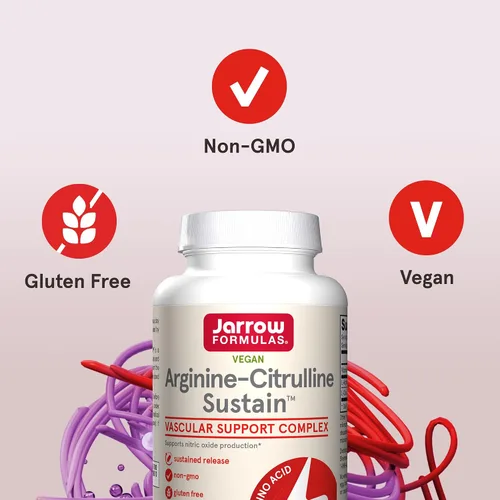 Vista 5 de Jarrow Formulas Arginina-Citrulina Sustain - Suplemento apoya la producción de óxido nítrico, el flujo sanguíneo y la salud cardiovascular - Fórmula