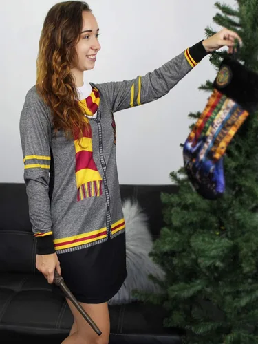 Vista 7 de Harry Potter Hogwarts Gryffindor - Pijama de manga larga para mujer, gris