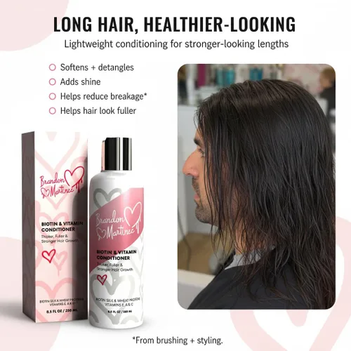 Vista 9 de Acondicionador capilar con vitamina biotina para adelgazar el cabello, acondicionador hidratante con aloe vera y pepino, tratamiento acondicionador