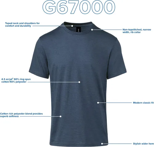 Vista 4 de Gildan Camiseta unisex de manga corta Softstyle Cvc para adultos, estilo G67000, paquete múltiple