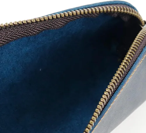 Vista 4 de UTALIND Estuche de cuero vintage, estuche para lápices con cremallera, tamaño perfecto para papelería, maquillaje o utensilios (azul marino)