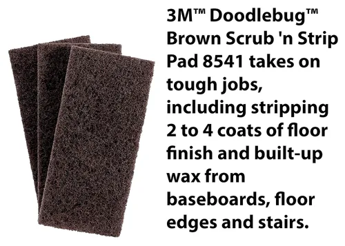 Vista 2 de 3M Doodlebug Brown Scrub 'N Strip Pad 8541, 4.625 pulgadas x 10 pulgadas (20 unidades)