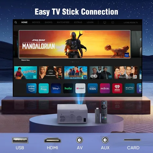 Vista 13 de TMY Proyector Bluetooth con reproductor de DVD integrado, mini proyector de 1080P, proyector de DVD portátil para películas al aire libre