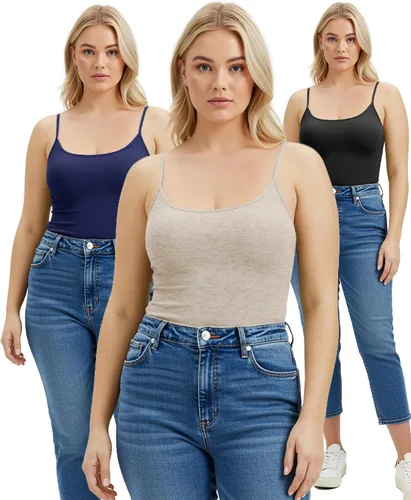 Vista 117 de Emmalise Camisola larga casual básica para mujer, con tirantes ajustables, top en capas