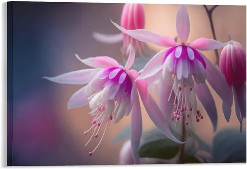 Vista 27 de Póster decorativo de pared, divertido lienzo enmarcado con flores rosas fucsias, pintura artística para baño, habitación de niños, regalos