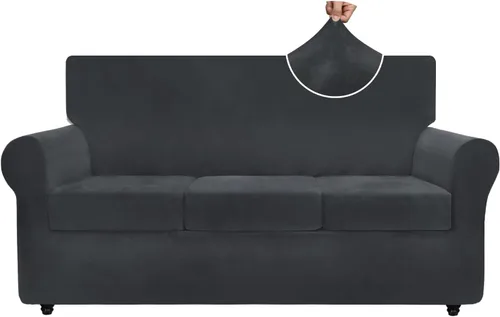 Vista 17 de ZNSAYOTX Fundas elásticas para silla de terciopelo de lujo con brazo, 2 piezas, para sala de estar, funda gruesa y suave, antideslizante, protector
