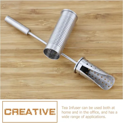 Vista 3 de Kichvoe Tubo infusor de colador de té de metal para té suelto, filtro de cocina reutilizable para elaborar cerveza, práctico difusor de malla fina
