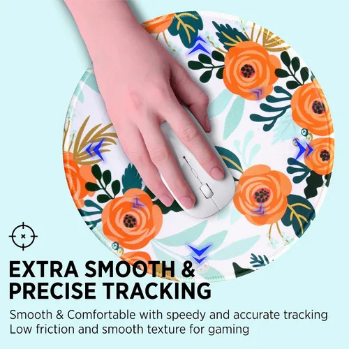 Vista 3 de Oriday Alfombrilla de mouse redonda personalizada para juegos, estética, elegante alfombrilla de mouse circular con borde cosido para escritorio