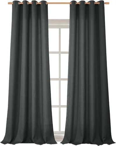 Vista 34 de BGment Cortinas de Lino Beige de 63 Pulgadas de Largo 2 Paneles - Tratamientos para Ventanas con Textura de Arpillera Filtrantes de Luz Cortinas B
