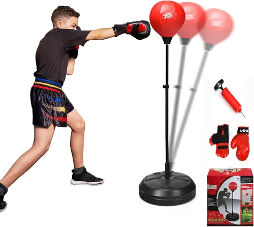 Vista 10 de Costzon Punching Bag for Kids, Boxing Bag Set Toy with Height Adjustable Stand, Kids Boxing Gloves and Hand Pump, Freestanding Boxing Equipment Gift