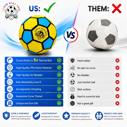 Vista 3 de Safe Sport Gear Curve Star Swerve Star Balón de Fútbol - Balón Súper Curvado para Niños y Niñas - Divertido Regalo de Fútbol para Niños