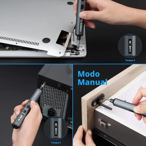 Vista 8 de STREBITO Juego Mini de Destornilladores Eléctricos, Kit de Destornillador Eléctrico de Máxima Precisión 70-en-1 con Luces, 5 Niveles de Par
