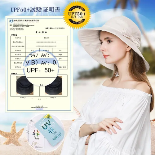 Vista 4 de Comhats Sombrero de verano plegable de algodón para mujer, protección UV, ala ancha, jardinería, viajes, 21.3-25.2 in