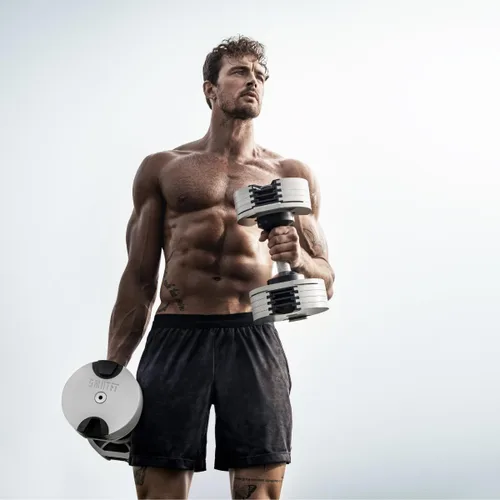 Vista 5 de Gronk Fitness - Mancuernas ajustables NUOBELL 5–80 lb Set Original NUOBELL 22 Pesos en 1 para entrenamiento de fuerza en el gimnasio en casa