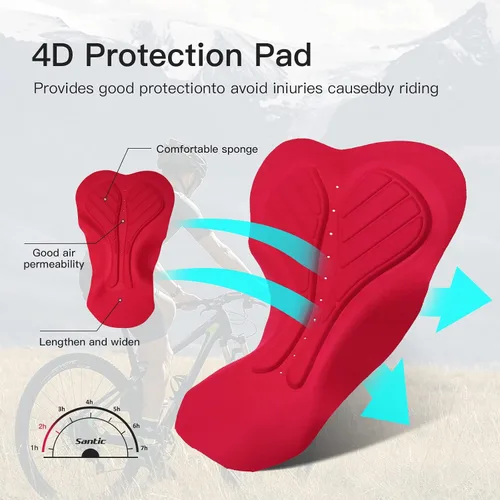Vista 6 de Santic Pantalones cortos de ciclismo para hombre, mallas acolchadas 4D con bolsillo