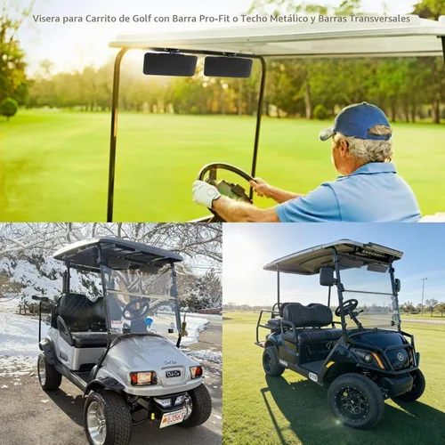 Vista 5 de Woho 2 viseras magnéticas para carrito de golf para protección antirreflejos, visera solar ajustable de 226° para carrito de golf con barra