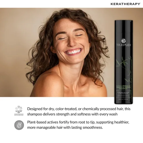 Vista 7 de KERATHERAPY Bamboo Miracle Smooth & Repair Champú, 10.1 onzas, 10.1 fl oz – Fórmula limpiadora vegana para cabello dañado y encrespado – Hidratante