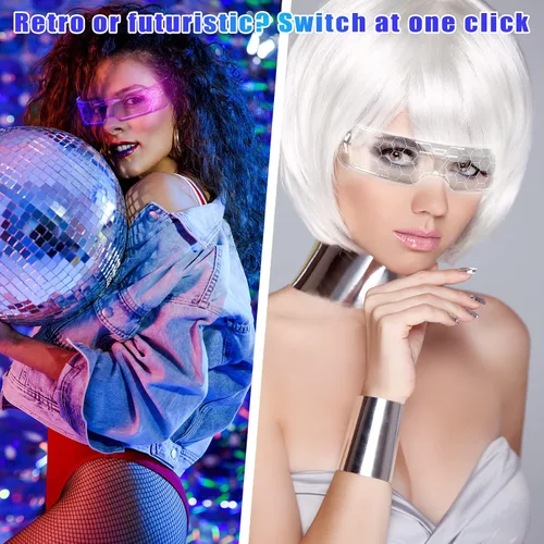 Vista 5 de HyDren 12 pares de gafas LED para visera gafas futuristas 6 modos de iluminación lentes luminosos LED de neón para hombres mujeres adultos rave