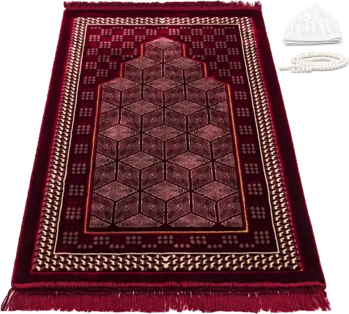 Vista 9 de Modefa Alfombra de oración islámica turca, cómoda alfombra de oración musulmana para hombres y mujeres, alfombra de terciopelo suave Janamaz