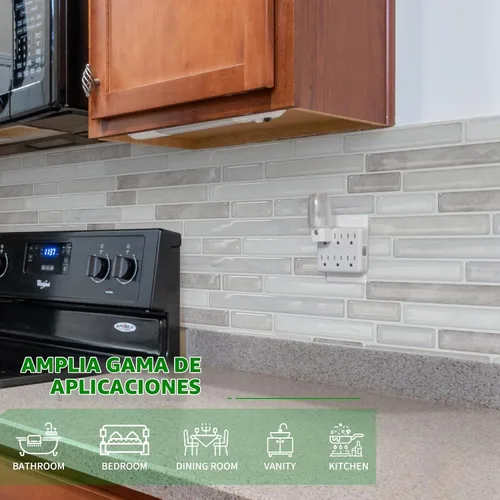 Vista 7 de LONGKING Protector contra salpicaduras de mármol despegable y adhesivo de 10 hojas para cocina, protector contra salpicaduras de azulejos
