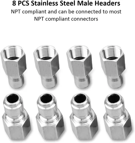 Vista 6 de NPT - Kit de conector rápido macho y hembra de acero inoxidable de 3/8 pulgadas, adaptadores de lavadora a presión, conector rápido, rosca interna