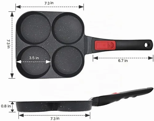 Vista 6 de RANX INGST Sartén para huevos de inducción, sartén antiadherente para panqueques de 4 tazas con mango desmontable, sartén para hamburguesas, sartén