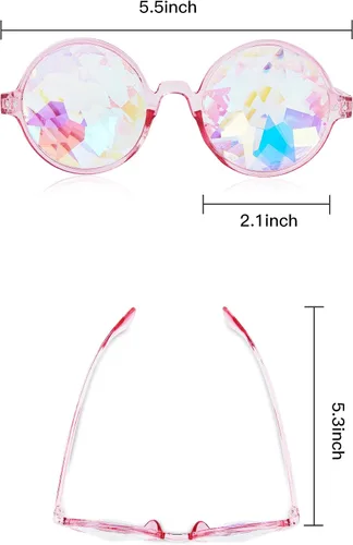 Vista 2 de Frienda 3 pares de gafas de caleidoscopio rave, festivales, gafas de sol, arco iris, caleidoscopio, lentes de sol, prisma de refracción