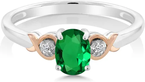 Vista 25 de Gem Stone King Anillo de compromiso de plata de ley 925 y oro rosa de 10 quilates, piedra preciosa ovalada de 0.276 x 0.197 in, con acento