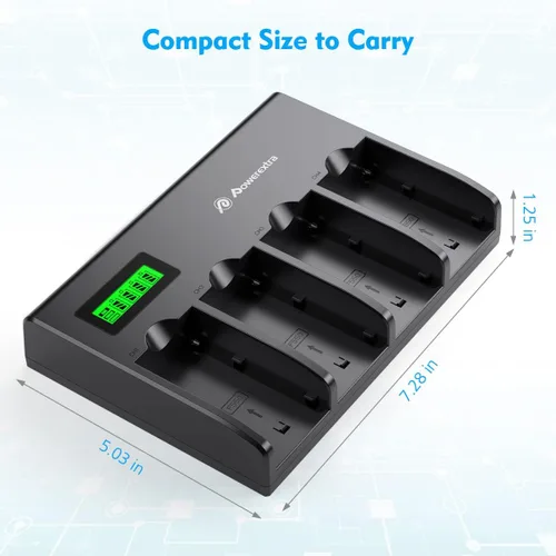 Vista 3 de Powerextra Cargador de batería de 4 canales con pantalla LCD para cámara Sony NP-F970, NP-F960, NP-F950, NP-F930, NP-F770, NP-F750, NP-F570, NP-F550