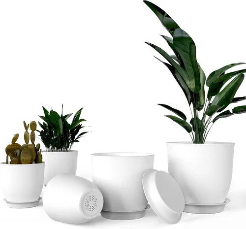 Vista 11 de iPower Macetas con drenaje de 7.1/6.3/5.5/5/4.5 pulgadas, decoración del hogar para macetas de interior, macetas de plástico, cactus, suculentas