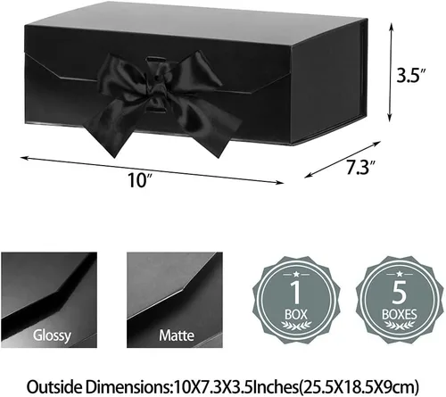 Vista 3 de GoooodGift Caja de regalo negra para regalos de 10 x 7.3 x 3.5 pulgadas, caja decorativa con cinta, caja de regalo vacía con tapa cierre magnético