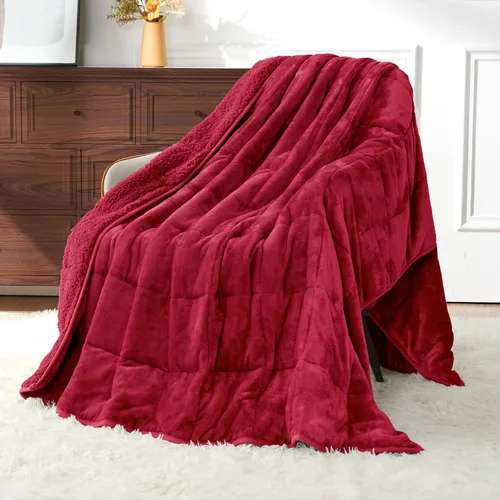 Vista 17 de Uttermara Mantas con peso para adultos, tamaño matrimonial, manta de 12 libras, 48 x 72 pulgadas con forro polar sherpa de felpa suave y cálida