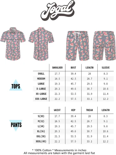 Vista 7 de JOGAL - Atuendo hawaiano de manga corta con botones y estampado divertido de frutas para hombre
