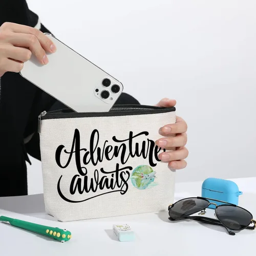 Vista 5 de ZHAMEN Bolsa de maquillaje divertida para regalo de cumpleaños de Navidad - Bolsa de cosméticos, Multicolor 0584, Estampado De Letras