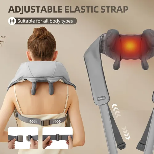 Vista 8 de Masajeador de cuello y hombros con calor, masajeador de hombros Shiatsu inalámbrico para aliviar el dolor de tejido profundo, masaje de amasamiento